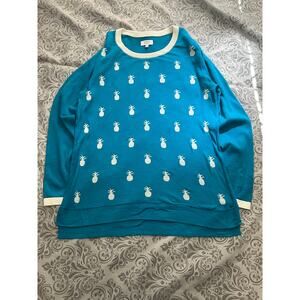 Crown & Ivy Teal Pineapple Sweater M – Preppy Obsession*